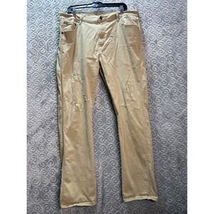 Wrangler Retro Slim Straight Distressed Jeans Mens 38x34 Tan‎ Khaki